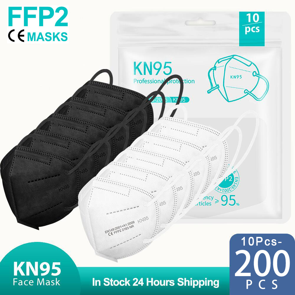 Disposable Surgical Mask - 10~200개입, 검은색 FFP2 KN95 마스크, CE