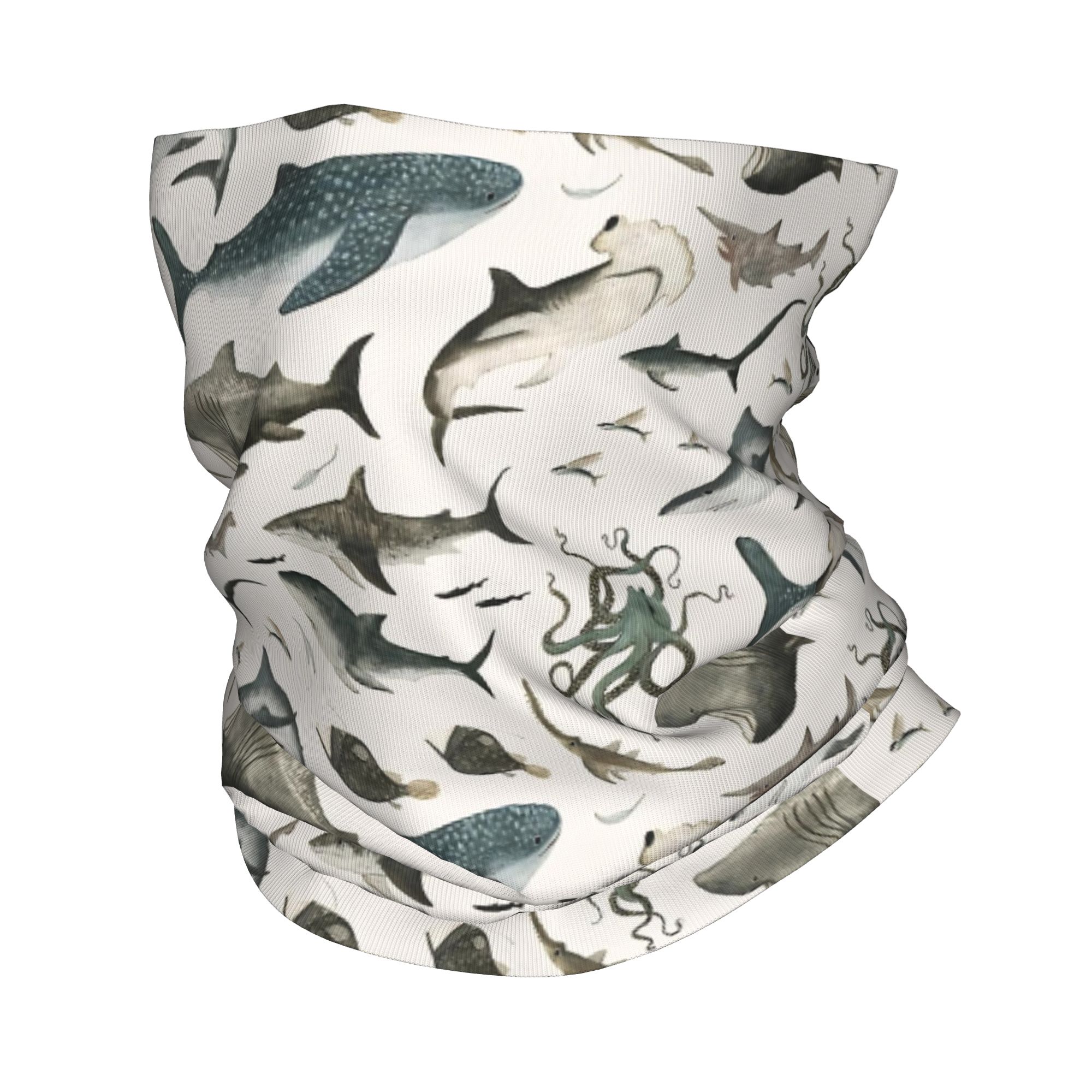 Neck Gaiter Face Cover - 상어 해양 동물 상어 반다나 넥