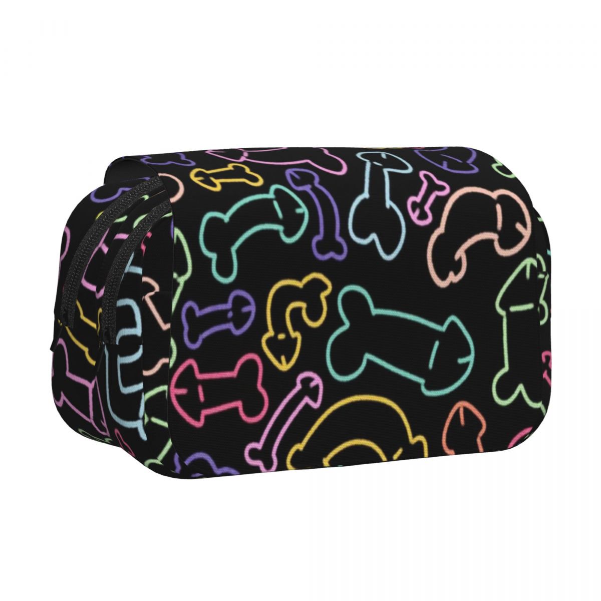 Mask Case Hard Shell - 파스텔 톤의 페니스 패턴이 들어간 검은색