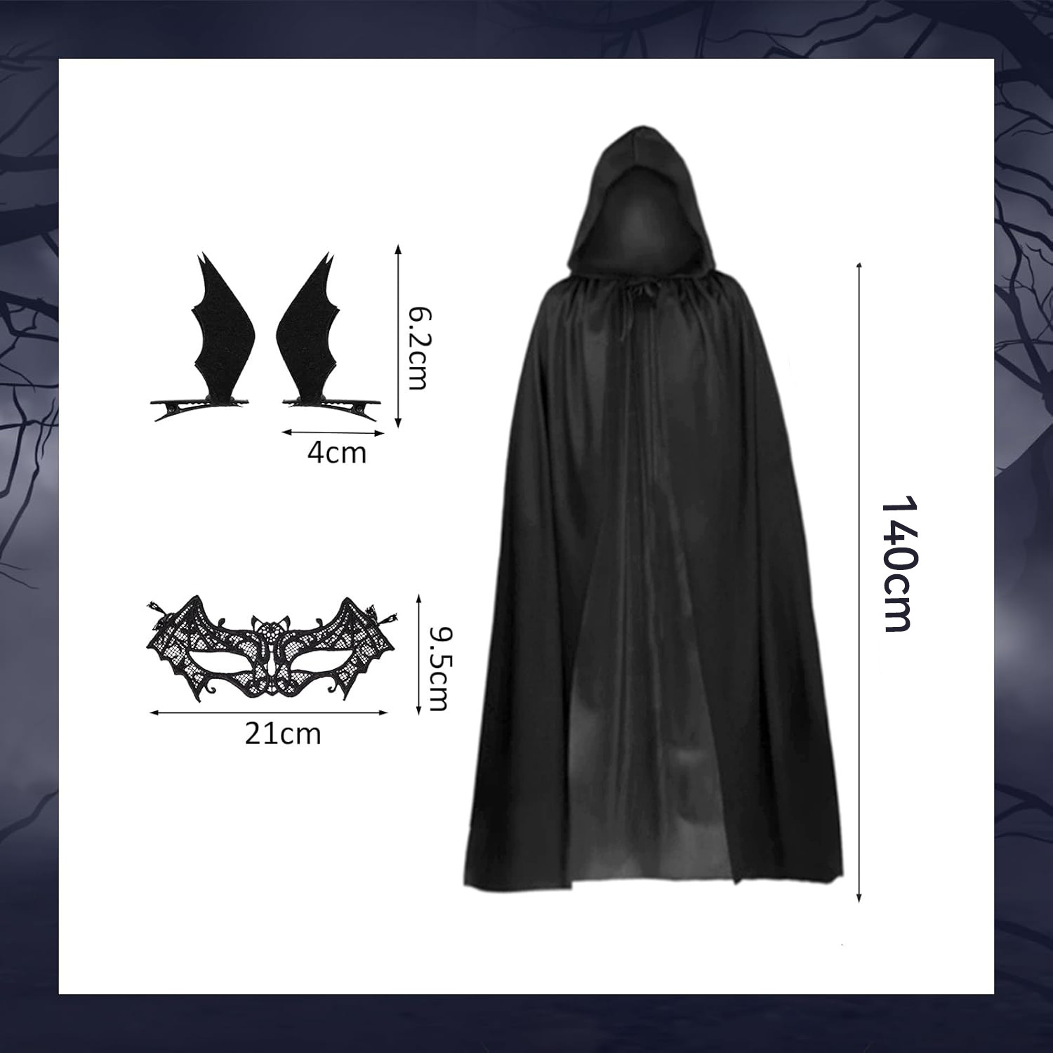 4개 세트 할로윈 의상: 검은색 망토 + 레이스 마스크 - Black Face Mask Pack 리뷰 및 가격